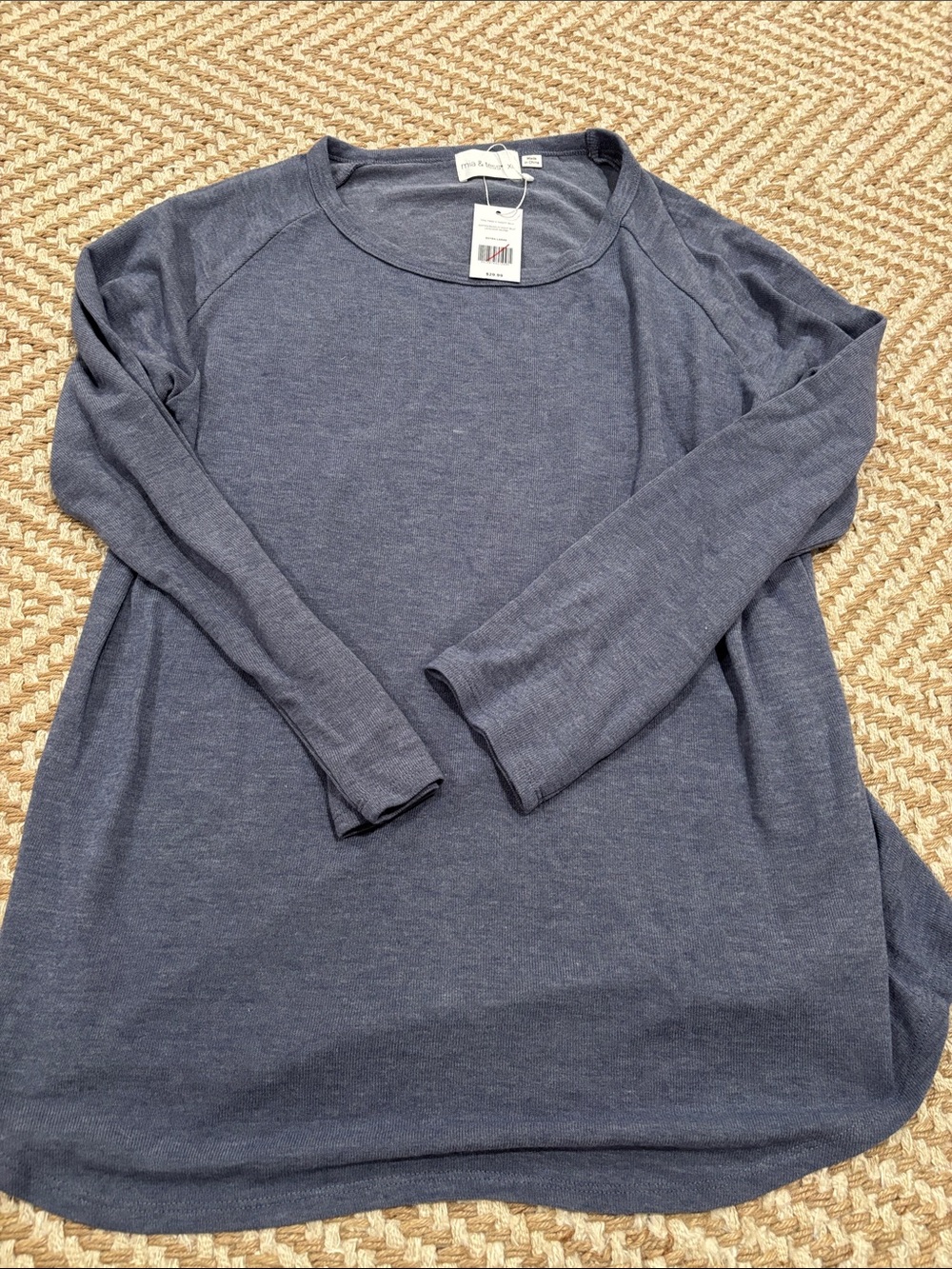 💕NWT! Mia & Tess Heather Slate Blue Long Sleeve Crewneck Top